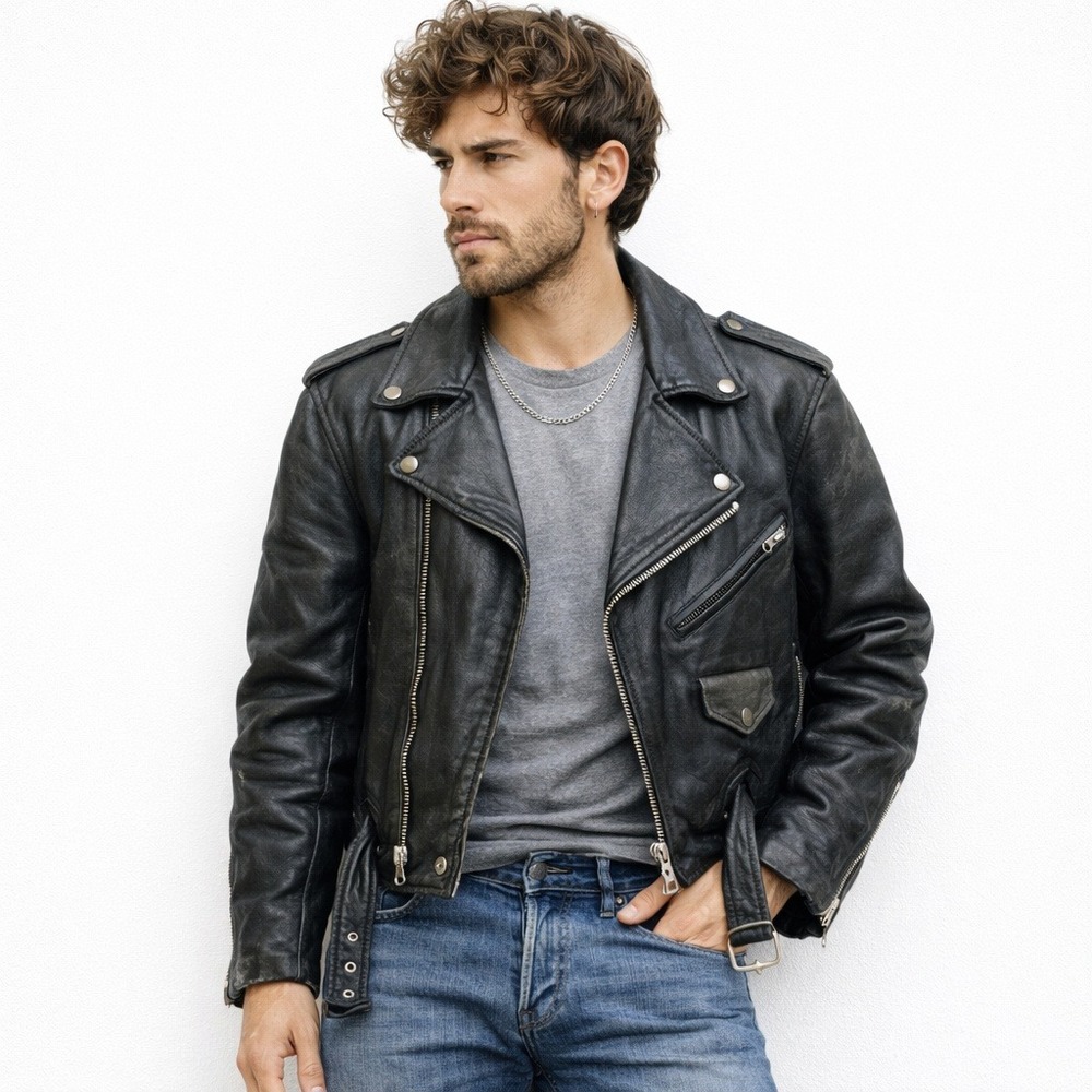 Vintage Harley-Davidson Leather Jacket 80s Men's L Back Patch‎